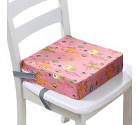 Surwin Rehausseur de Chaise Enfant Bébé, Coussin de Siège Portable avec Antidérapant Boucle de Sécurité Ajustable Eponge Confortable Coussins Adapté - Tortue de mer 3D (Corail,32x32x8cm)