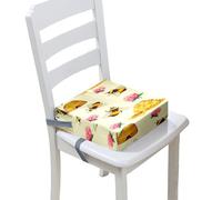Surwin Rehausseur de Chaise Enfant Bébé, Coussin de Siège Portable avec Antidérapant Boucle de Sécurité Ajustable Eponge Confortable Coussins Adapté pour Jeunes (Abeilles F,40x40x10cm)