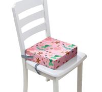 Surwin Rehausseur de Chaise Enfant Bébé, Coussin de Siège Portable avec Antidérapant Boucle de Sécurité Ajustable Eponge Confortable Coussins Adapté pour Jeunes (Tortue mer rose,32x32x8cm)
