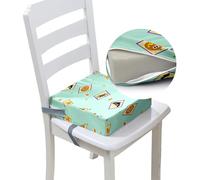 Surwin Rehausseur de Chaise Enfant Bébé,Halloween Coussin de Siège Portable avec Antidérapant Boucle de Sécurité Ajustable Eponge Coussins Adapté pour les Repas des Jeunes (vert clair,40x40x10cm)