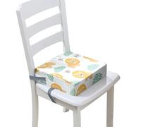 Surwin Rehausseur de Chaise Enfant Bébé, Motif de Lion de Dessin Animé Coussin de Siège Portable avec Antidérapant Boucle de Sécurité Ajustable Eponge Coussins pour Enfant (nuages verts,32x32x8cm)