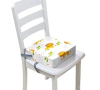 Surwin Rehausseur de Chaise Enfant Bébé, Motif de Lion de Dessin Animé Coussin de Siège Portable avec Antidérapant Boucle de Sécurité Ajustable Eponge Coussins pour Enfant (blanc,32x32x8cm)