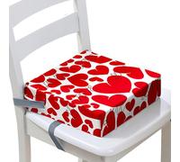 Surwin Rehausseur de Chaise Enfant, Coussin de Siège Portable avec Antidérapant Boucle de Sécurité Ajustable Eponge Coussins Adapté pour les Repas -Cœur Amour (Élégant,32x32x8cm)