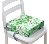 Surwin Rehausseur de Chaise Enfant, Coussin de Siège Portable avec Antidérapant Boucle de Sécurité Ajustable Eponge Confortable Coussins Adapté pour Repas -Fleur Jardin (Feuilles Vert,40x40x10cm)