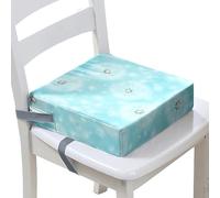 Surwin Rehausseur de Chaise Enfant, Pissenlit Fleur Coussin de Siège Portable avec Antidérapant Boucle de Sécurité Ajustable Eponge Confortable Coussins Adapté pour Repas (Bleu,32x32x8cm)