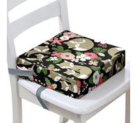 Surwin Rehausseur de Chaise Enfant, Renard 3D Coussin de Siège Portable avec Antidérapant Boucle de Sécurité Ajustable Eponge Confortable Coussins Adapté pour Repas (Fleur,32x32x8cm)