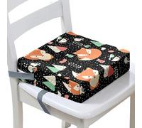 Surwin Rehausseur de Chaise Enfant, Renard 3D Coussin de Siège Portable avec Antidérapant Boucle de Sécurité Ajustable Eponge Confortable Coussins Adapté pour Repas (Pois Noir,40x40x10cm)