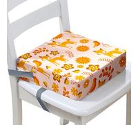 Surwin Rehausseur de Chaise Enfant, Renard 3D Coussin de Siège Portable avec Antidérapant Boucle de Sécurité Ajustable Eponge Confortable Coussins Adapté pour Repas (Marguerite,40x40x10cm)