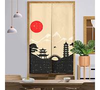 Surwin Rideau de Porte Japonais Long Tapisserie Noren en Lin Fenêtre Rideaux Panneau Tenture Tapisserie Décoration pour Cuisine Chambre Décoration de Maison (90x180cm,Pont en Arc)