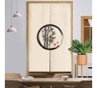 Surwin Rideau de Porte Japonais Long Tapisserie Noren en Lin Fenêtre Rideaux Panneau Tenture Tapisserie Décoration pour Cuisine Chambre Décoration de Maison (Bambou Gris,85x150cm)