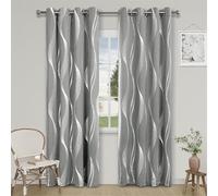 Surwin Rideau Occultant Texture de Vague, Rideau Cuisine avec Oeillets, Lot de 2 Store Occultant, Rideaux Thermique et Anti Froid, Rideaux Salon Décorer Chambre (Gris,100x130cm)