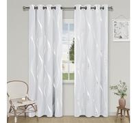 Surwin Rideau Occultant Texture de Vague, Rideau Cuisine avec Oeillets, Lot de 2 Store Occultant, Rideaux Thermique et Anti Froid, Rideaux Salon Décorer Chambre (Blanc,100x130cm)