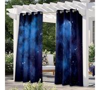 Surwin Rideaux d'Extérieur Imperméables, Rideau Occultant Lot de 2 Espace Bleu, Isolation Thermique Décoration de Jardin, Store Pergola pour Jardin, Terrasse (Bleu 1,101x213cm)