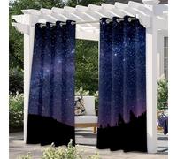 Surwin Rideaux d'Extérieur Imperméables, Rideau Occultant Lot de 2 Espace Bleu, Isolation Thermique Décoration de Jardin, Store Pergola pour Jardin, Terrasse (Bleu 7,101x213cm)