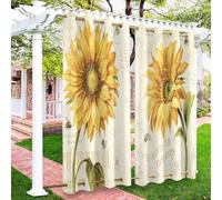 Surwin Rideaux d'Extérieur Imperméables, Tournesol 3D Rideau Occultant Lot de 2, Store Pergola Décoration de Jardin pour Jardin, Tonnelle, Terrasse (Couleur 2,101x213cm)