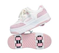 Surwin Roller Adolescents/Enfant, Chaussures Enfant avec roulettes, Chaussures à roulettes Retractable Détachable Accessible à Pied, Chaussure Roller Fille/Garçon, Basket Roller (Rose,34)