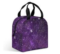 Surwin Sac Repas Isotherme, Motif Ciel Étoilé 3D Sac Déjeuner Isotherme 9L Étanche Imperméable Design en Poche Avant pour École Bureau Travail, Lunch Bag pour Adulte Enfant (Ciel étoilé violet)