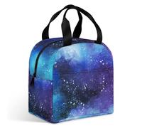 Surwin Sac Repas Isotherme, Motif Ciel Étoilé 3D Sac Déjeuner Isotherme 9L Étanche Imperméable Design en Poche Avant pour École Bureau Travail, Lunch Bag pour Adulte Enfant (Univers)