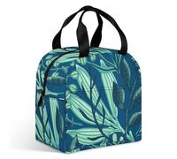 Surwin Sac Repas Isotherme, Motif Feuille Verte 3D Sac Déjeuner Isotherme 9L Étanche Imperméable Design en Poche Avant pour École Bureau Travail, Lunch Bag pour Adulte Enfant (Feuille)