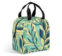 Surwin Sac Repas Isotherme, Motif Feuille Verte 3D Sac Déjeuner Isotherme 9L Étanche Imperméable Design en Poche Avant pour École Bureau Travail, Lunch Bag pour Adulte Enfant (Plante)