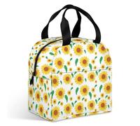 Surwin Sac Repas Isotherme,Motif Tournesol 3D Sac Déjeuner Isotherme 9L Étanche Imperméable Design en Poche Avant pour École Bureau Travail, Lunch Bag Lunch Box pour Adulte Enfant (Feuille verte)