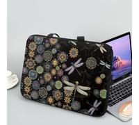 Surwin Sacoche pour Ordinateur Portable Porte-Documents Sacs À Main, Libellule Sac D'ordinateur Portable pour 10-17 Pouce Ordinateur Portable Ordinateur Portable Sacs (12",Mandala Noir)