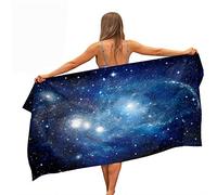 Surwin Serviette de Plage en Microfibre Anti Sable, 3D Étoilé Galaxie Imprimé Couverture de Voyage à Séchage Rapide Absorbant Légère Portable pour Été Natation (Bleu étoilé,150x180cm)