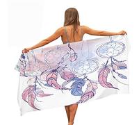 Surwin Serviette de Plage en Microfibre Anti Sable, Capteur de Reve Imprimé Grande Couverture de Voyage à Séchage Rapide Absorbant Légère pour Été Plage Natation (Plume Rose,150x180cm)