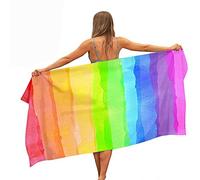 Surwin Serviette de Plage en Microfibre Anti Sable, Grande Taille Couverture de Voyage à Séchage Rapide Super Absorbant Légère Portable pour Plage, Rayures Impression (Couleur Arc-en-Ciel,80x180cm)