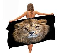 Surwin Serviette de Plage en Microfibre Anti Sable, Grande Taille Couverture de Voyage à Séchage Rapide Super Absorbant Légère Portable pour Plage Natation SPOR (Lion Noir,150x180cm)