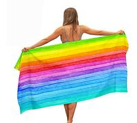 Surwin Serviette de Plage en Microfibre Anti Sable, Grande Taille Couverture de Voyage à Séchage Rapide Super Absorbant Légère Portable pour Plage, Rayures Impression (80x160cm,Arc-en-Ciel)
