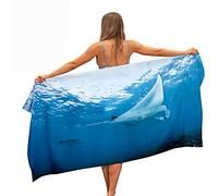 Surwin Serviette de Plage en Microfibre, Grande Taille Couverture de Voyage à Séchage Rapide Super Absorbante Portable Towels pour Plage, 3D Requin Océan Impression (Poisson Diable,150x180cm)