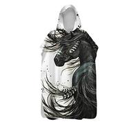 Surwin Serviette Poncho à Capuche Plage Adulte Poncho de Bain Surf en Microfibre Séchage Rapide Serviette à Changement Peignoir Piscine Robe pour Homme et Femme (Cheval de Plumes,80x145cm)