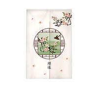Surwin Style Chinoise Rideau de Porte Japonais Long Tapisserie Noren en Lin Fenêtre Rideaux Panneau Tenture Tapisserie Décoration pour Cuisine Chambre Décoration de Maison (90x150cm,Fleur pêche)