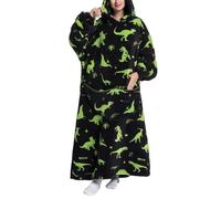 Surwin Sweat à Capuche Surdimensionné Femme Homme Dessin Animé Extra Long Couverture à Capuche avec Poche Chaude et Doux Sherpa Couverture Plaid Polaire Sweat pour Adulte Adolescents Enfant