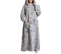 Surwin Sweat à Capuche Surdimensionné Femme Homme Dessin Animé Extra Long Couverture à Capuche avec Poche Chaude et Doux Sherpa Couverture Plaid Polaire Sweat pour Adulte Adolescents Enfant