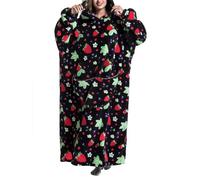 Surwin Sweat à Capuche Surdimensionné Femme Homme Dessin Animé Extra Long Couverture à Capuche avec Poche Chaude et Doux Sherpa Couverture Plaid Polaire Sweat pour Adulte Adolescents Enfant