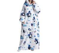 Surwin Sweat à Capuche Surdimensionné Femme Homme Dessin Animé Extra Long Couverture à Capuche avec Poche Chaude et Doux Sherpa Couverture Plaid Polaire Sweat pour Adulte Adolescents Enfant