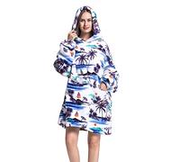 Surwin Sweat à Capuche Surdimensionné Imprimer Animaux Femme Long Chaude et Doux en Polaire Confortable Couverture à Capuche Portable avec Poche pour Adulte Homme