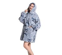 Surwin Sweat à Capuche Surdimensionné Imprimer Animaux Femme Long Chaude et Doux en Polaire Confortable Couverture à Capuche Portable avec Poche pour Adulte Homme