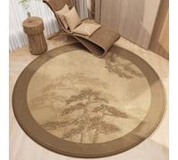 Surwin Tapis Antidérapant Rond pour Chaise de Bureau, Tapis de Protection de Sol pour Chaise de Bureau Gaming Style Chinois Protéger Les Carrelage Sols Durs et Parquet (Pin,120cm)
