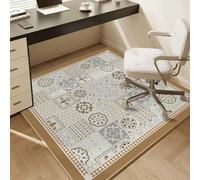 Surwin Tapis Chaise de Bureau, Tapis de Protection de Sol Antidérapant pour Chaise de Bureau Gaming Rectangle Carré, Protéger Les Carrelage et Parquet, pour Maison (Style Ethnique,120x120cm)
