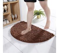 Surwin Tapis de Bain Antidérapant, Forme Semi-Circulaire Tapis Salle de Bain Absorbant en Microfibre Chenille, Doux et Confortable Lavable pou Douche, Baignoire (Café,40x60cm)