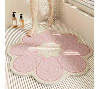 Surwin Tapis de Douche Antiderapant, Forme de Fleur Tapis de Baignoire Antidérapant avec Trous de Drainage Tapi de Bain de Massage en PVC Luffa (Rose,70cm)
