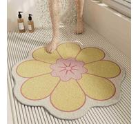 Surwin Tapis de Douche Antiderapant, Forme de Fleur Tapis de Baignoire Antidérapant avec Trous de Drainage Tapi de Bain de Massage en PVC Luffa (Jaune,60cm)