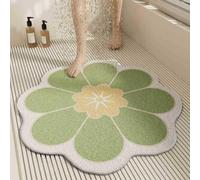 Surwin Tapis de Douche Antiderapant, Forme de Fleur Tapis de Baignoire Antidérapant avec Trous de Drainage Tapi de Bain de Massage en PVC Luffa (Vert,60cm)