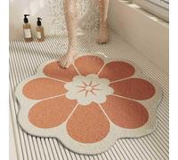Surwin Tapis de Douche Antiderapant, Forme de Fleur Tapis de Baignoire Antidérapant avec Trous de Drainage Tapi de Bain de Massage en PVC Luffa (Orange,80cm)