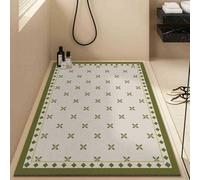 Surwin Tapis de Douche Antiderapant, Tapis de Bain Luffa PVC Doux Motif Floral Vert Chic avec Trous de Drainage, Tapis de Séchage Rapide pour Salle de Bain et Zones Humides (Vert 1,80x120cm)
