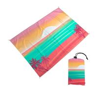 Surwin Tapis de Plage XXL Anti Sable, Couverture de Plage Imperméable Couverture Légère et Portable Tapis Extérieur pour Voyages,Camping, Vacances Pique Nique (Littoral,140x200cm)