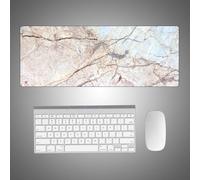 Surwin Tapis de Souris Gamer avec Bords Surpiqués et Base en Caoutchouc Antidérapante, Marbre 3D Grand sous Main Bureau pour Clavier Souris Mouse Pad (900x400mm Épaisseur 0,3cm,Feuilles)